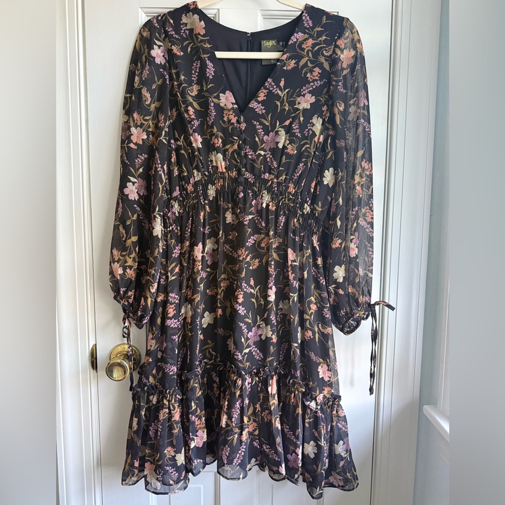 Taylor Brown Floral Long Sleeve Dress - Picture 7 of 7